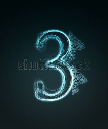 Glowing font. Shiny number 3 Stock photo © Designer_things