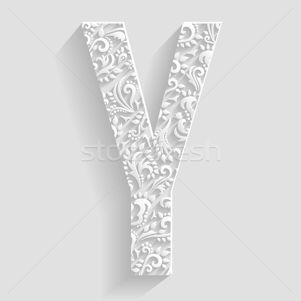 Letter Y. Vector Floral Invitation cards Decorative Font Stock photo © Designer_things