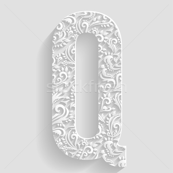 Letter Q. Vector Floral Invitation cards Decorative Font Stock photo © Designer_things