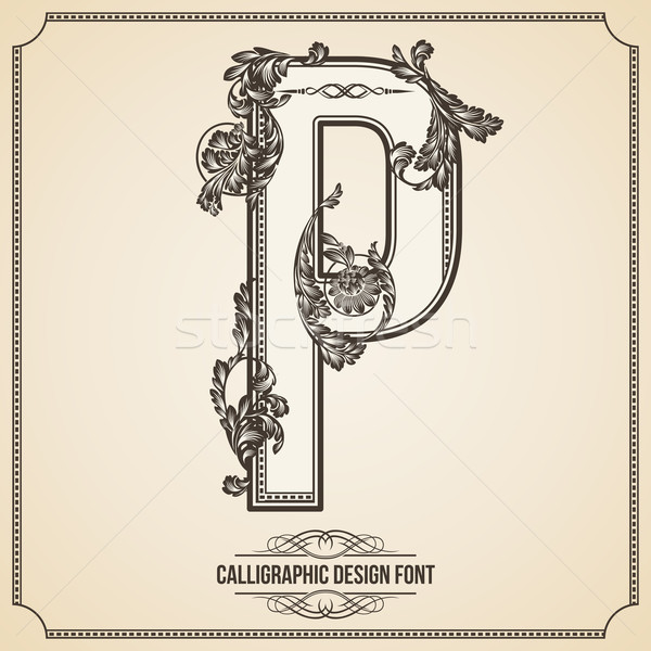 Calligraphic Design Font. Letter P Stock photo © Designer_things