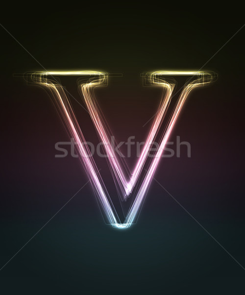 Glowing font. Shiny letter V. Stock photo © Designer_things