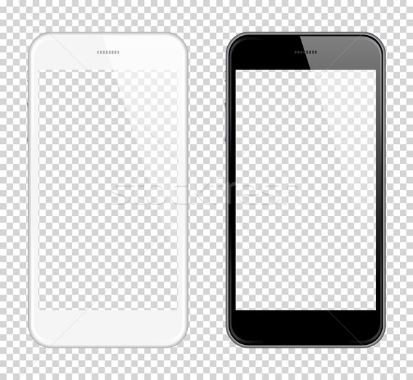 Realistic smart phone Vector Mock Up. Fully Re-size-able. Easy way to place image into screen Smartp Stock photo © Designer_things