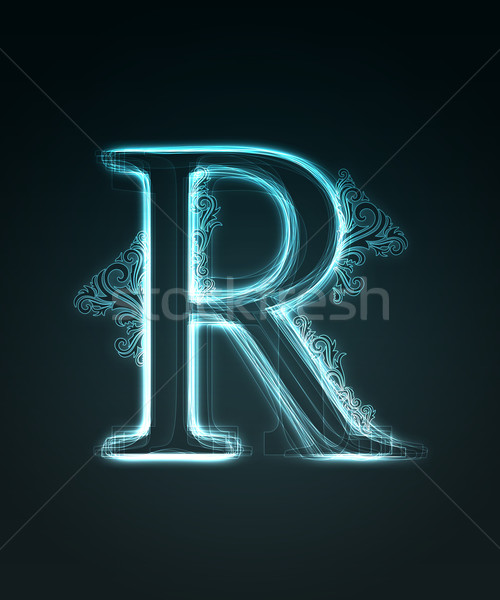 Glowing font. Shiny letter R. Stock photo © Designer_things