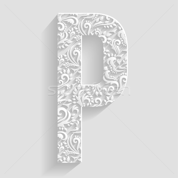 Letter P. Vector Floral Invitation cards Decorative Font Stock photo © Designer_things