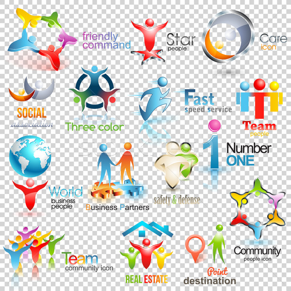 Big collection of people vector logos. Business Social Corporate Identity. Human icons Design illust Stock photo © Designer_things