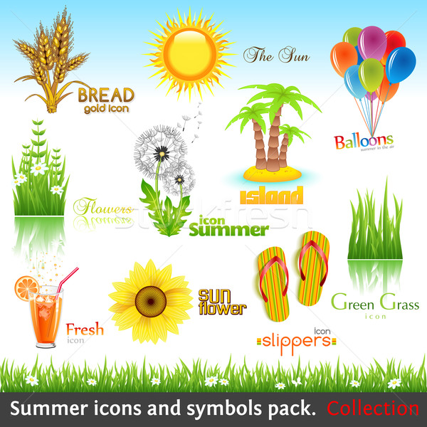 Verano colección icono símbolo Pack vector Foto stock © Designer_things