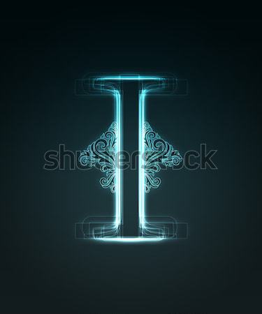 Glowing neon font. Shiny letter T Stock photo © Designer_things