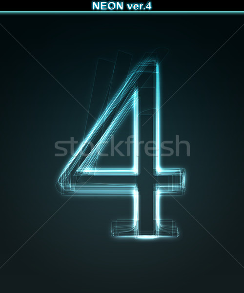 Glowing font. Shiny number 4 Stock photo © Designer_things