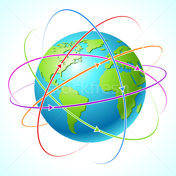 Globe with orbits. Vector map illustration Stock photo © Designer_things