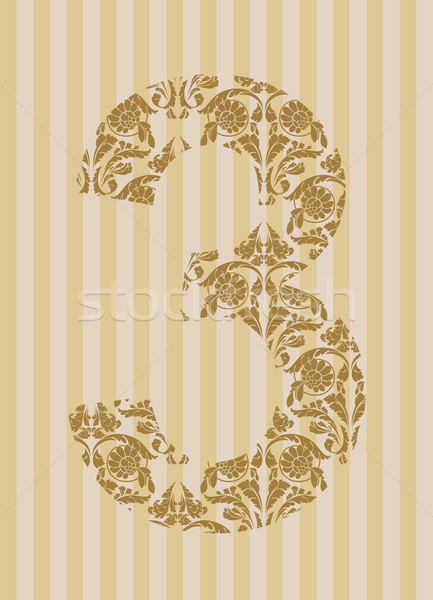 Floral font. Number 3 Stock photo © Designer_things