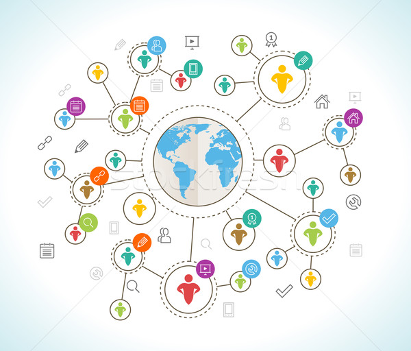 ストックフォト: 社会的ネットワーク · デザイン · 世界地図 · 地図 · 抽象的な · 世界