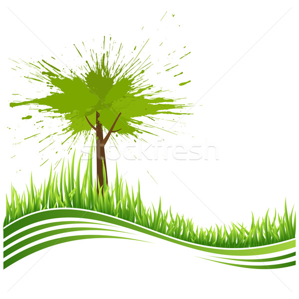 Green grass and tree. Eco background Stock photo © Designer_things