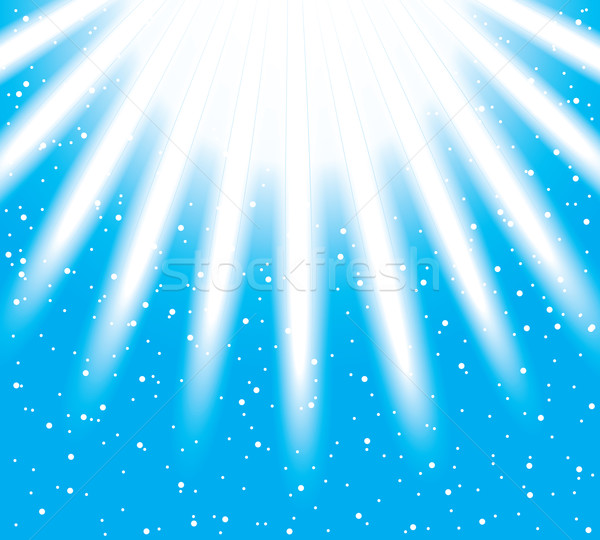 Vector snowflakes descending on a path of light rays Stock photo © Designer_things