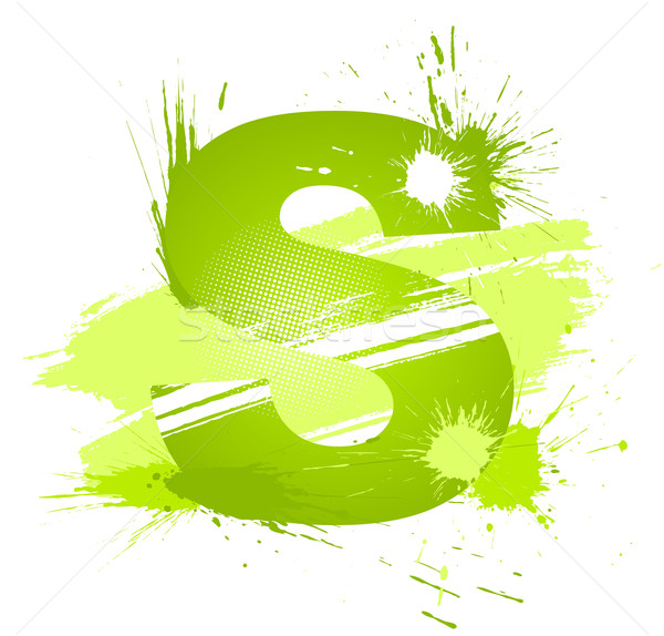 Green abstract paint splashes font. Letter S Stock photo © Designer_things