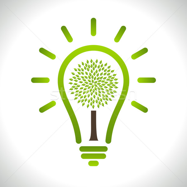 Modern infographic template. Light bulb with Green tree icon inside. Business Eco Сoncept Idea Stock photo © Designer_things