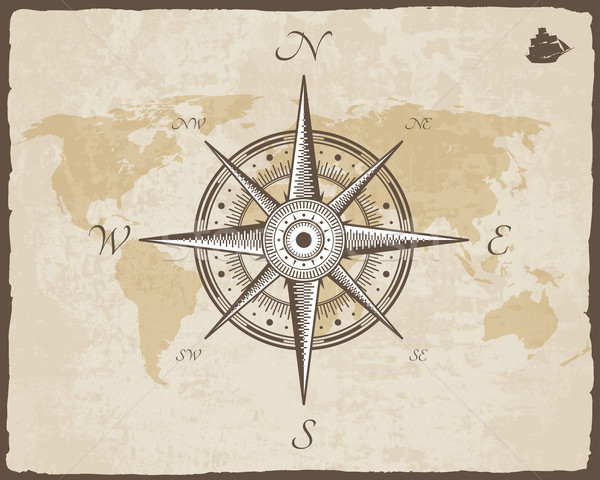 Vintage morski kompas starej mapy wektora tekstury papieru Zdjęcia stock © Designer_things
