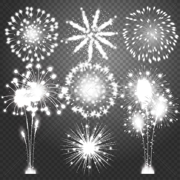 Firework bursting in various shapes sparkling pictograms set. Abstract vector isolated illustration Stock photo © Designer_things