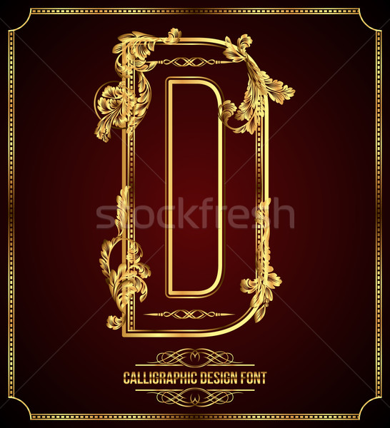 Calligraphic Design Font with Typographic Floral Elements. Premium design elements on dark backgroun Stock photo © Designer_things