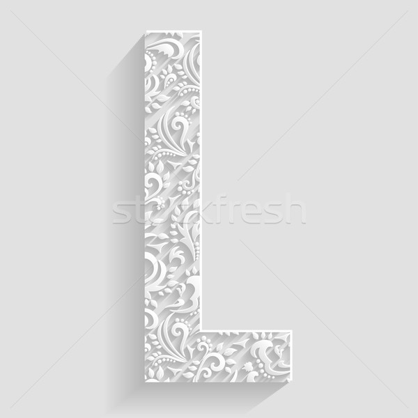 Letter L. Vector Floral Invitation cards Decorative Font Stock photo © Designer_things