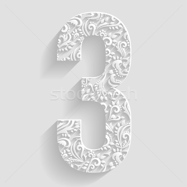 Number 3. Vector Floral Invitation cards Decorative Font Stock photo © Designer_things