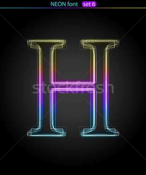 Néon lettre h gradient couleur police fond [[stock_photo]] © Designer_things