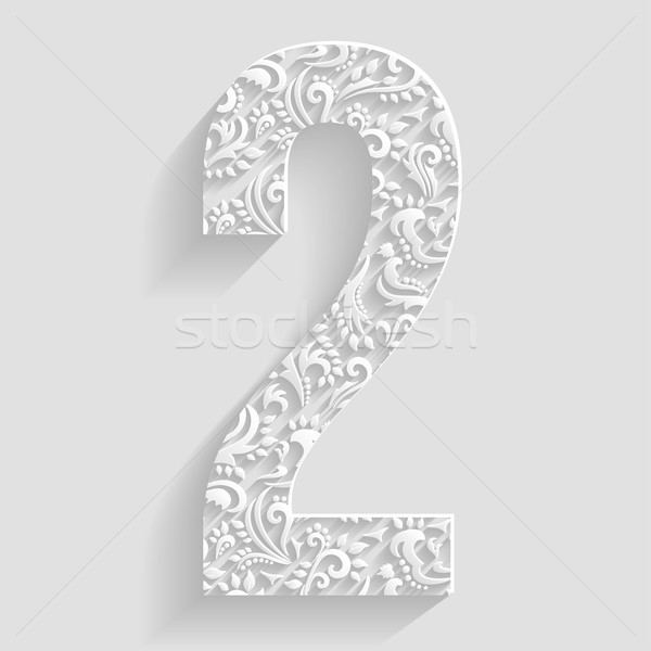 Number 2. Vector Floral Invitation cards Decorative Font Stock photo © Designer_things
