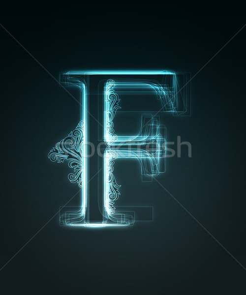 Glowing font. Shiny letter F Stock photo © Designer_things
