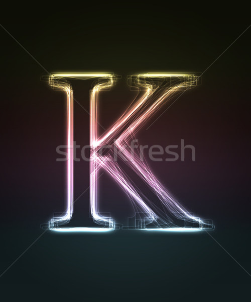 Glowing font. Shiny letter K. Stock photo © Designer_things