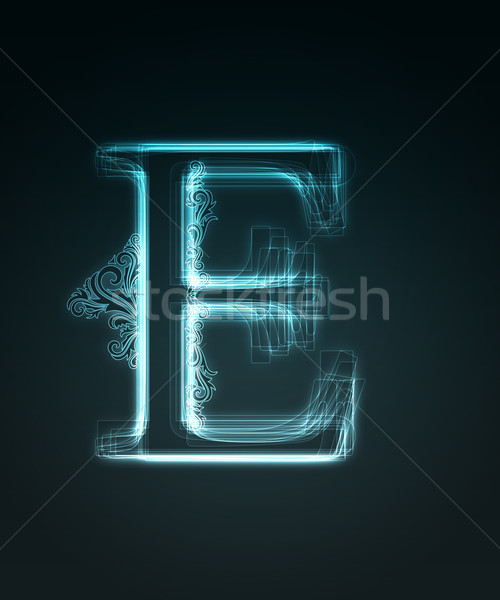 Glowing font. Shiny letter E Stock photo © Designer_things