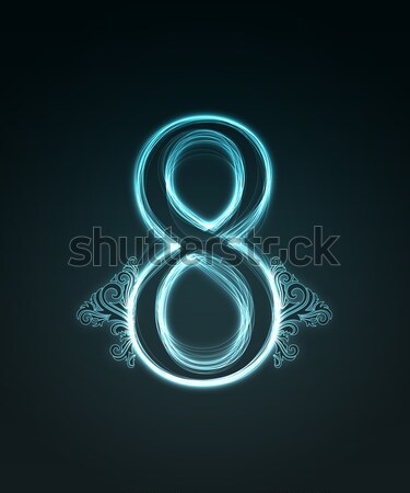 Glowing font. Shiny number 8 Stock photo © Designer_things