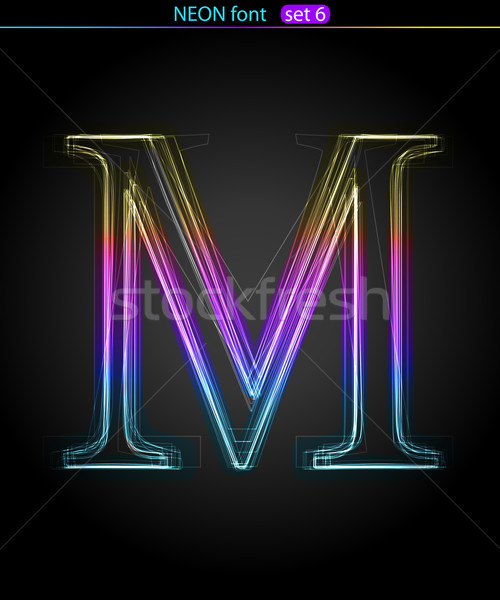 Gradient color neon font. Letter  M. VECTOR Stock photo © Designer_things
