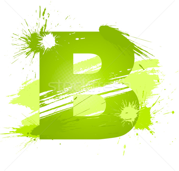 Green Abstract Paint Splashes Font. Letter B Vector Illustration ...