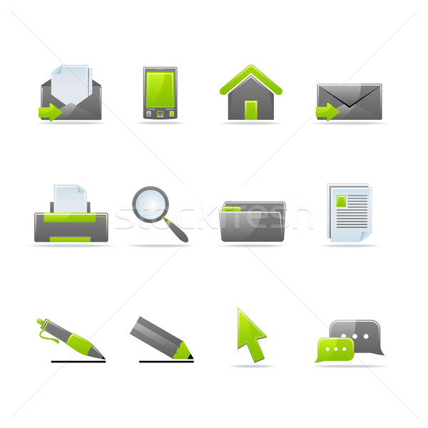 Glänzend Set 12 Web-Icons sehen Stock foto © Designer_things