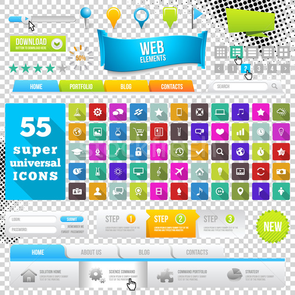 Set of Flat Design Icons, Elements, Widgets and Menus. Website Design Templates Stock photo © Designer_things