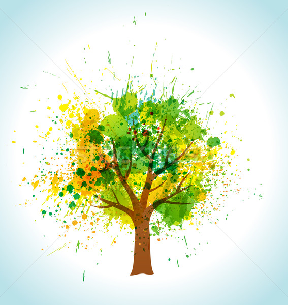 Renk boya sıçraması eco vektör ağaç Stok fotoğraf © Designer_things