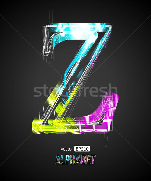 Vector Design Light Effect Alphabet. Letter Z on a Black Background. Stock photo © Designer_things