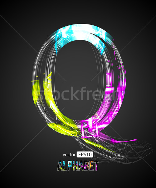 Vector Design Light Effect Alphabet. Letter Q on a Black Background. Stock photo © Designer_things