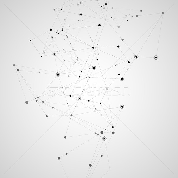 Connect polygonal network background. Lines and dots science pattern Stock photo © designleo