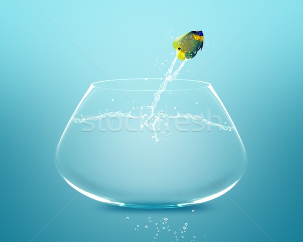 ジャンプ アクロバティック を見る ビジネス 水 ガラス ストックフォト © designsstock