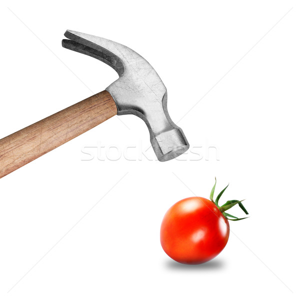 Hammer Hintergrund Tomaten Tool Idee Bewegung Stock foto © designsstock