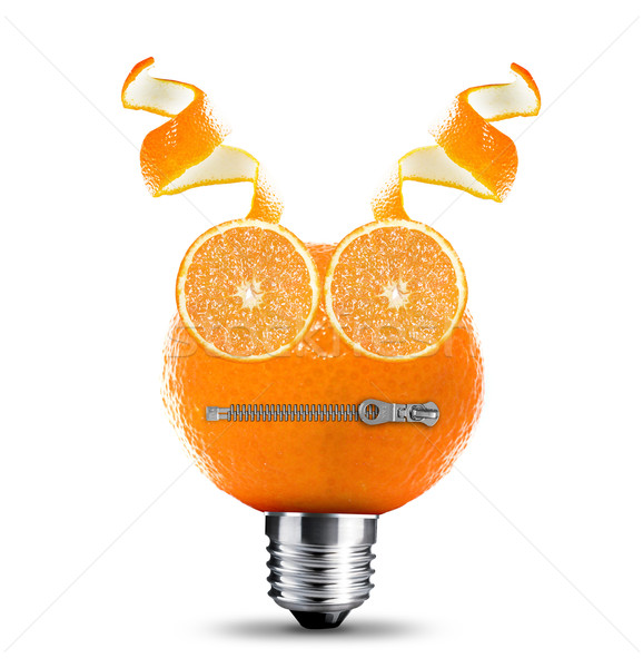 Cartoon лице оранжевый Ломтики молния Сток-фото © designsstock