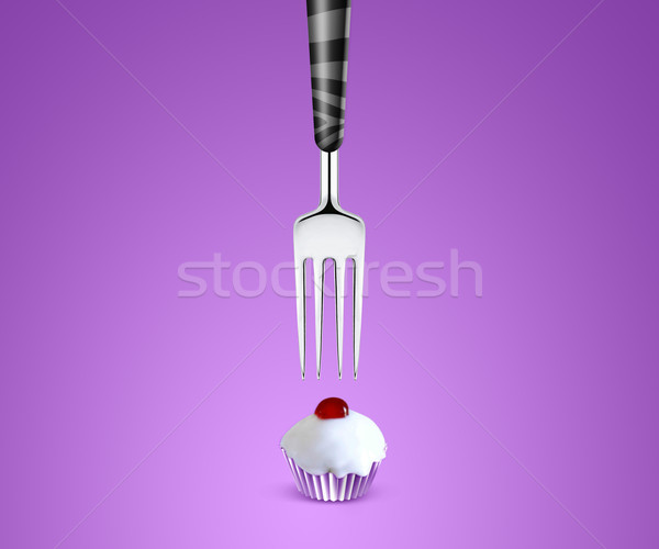 attractive muffin cake and froke Stock photo © designsstock