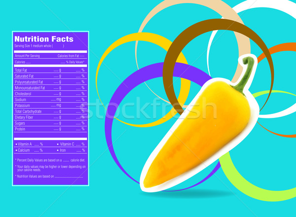 Kreatív terv citromsárga chilipaprika táplálkozás tények Stock fotó © designsstock