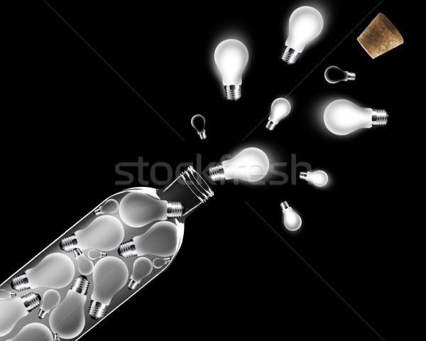 Vidro garrafa lâmpada dentro fora preto Foto stock © designsstock