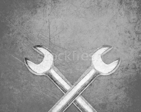 Schraubenschlüssel zwei Arbeit Hintergrund Metall Industrie Stock foto © designsstock