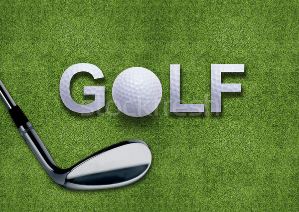 Golf ball and putter on green grass  Stock photo © designsstock