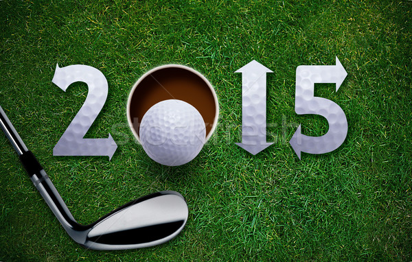 Gelukkig nieuwe golf jaar 2015 golfbal Stockfoto © designsstock