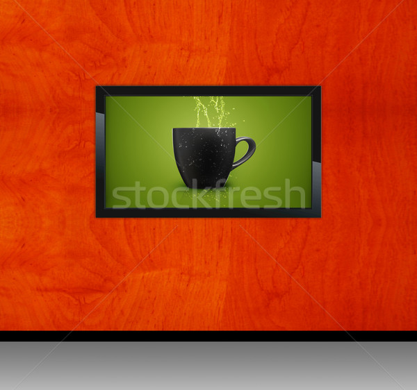 Fekete LCD tv képernyő akasztás fal Stock fotó © designsstock