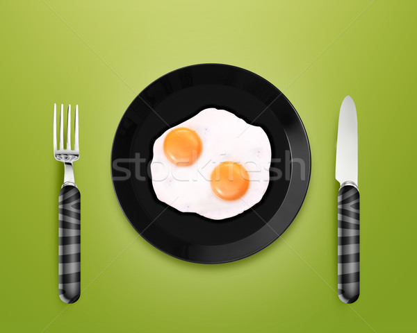 Two fried eggs on a Plate Stock photo © designsstock