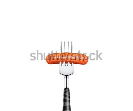 Hotdog vork geïsoleerd witte diner Stockfoto © designsstock